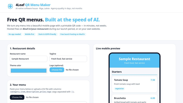 4Leaf — QR Menu Maker