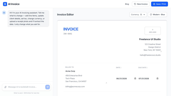 Ai invoice genaretor
