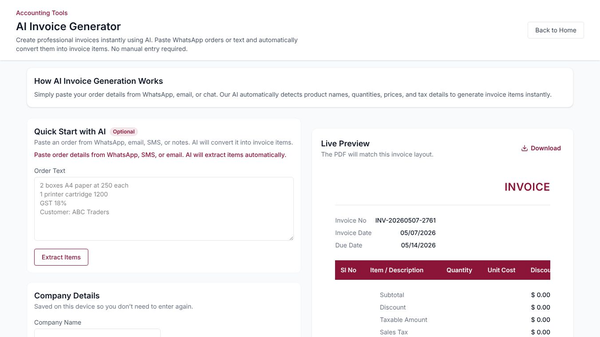 AI Invoice Generator