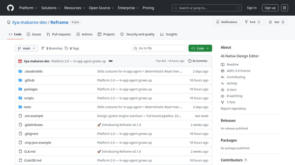 AI-native design engine · Reframe