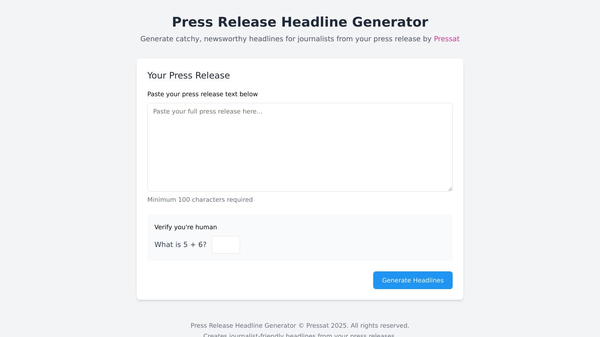 AI Press Release Headline Generator