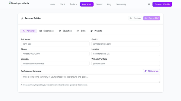 AI Resume Builder by DevelopersMatrix
