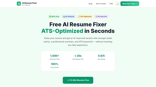 AI Resume Fixer by ToolifyGen