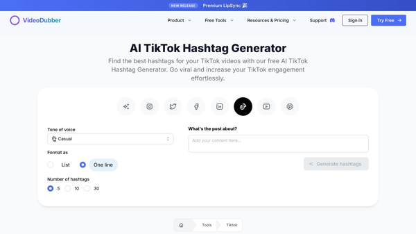 AI TikTok Hashtag Generator