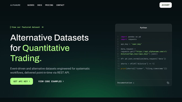 Alphanume — Market Data APIs for Quants