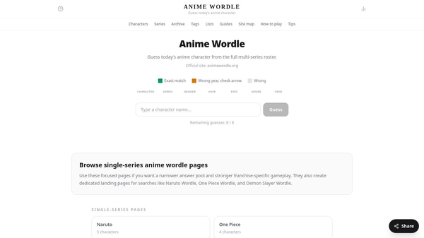 Anime Wordle