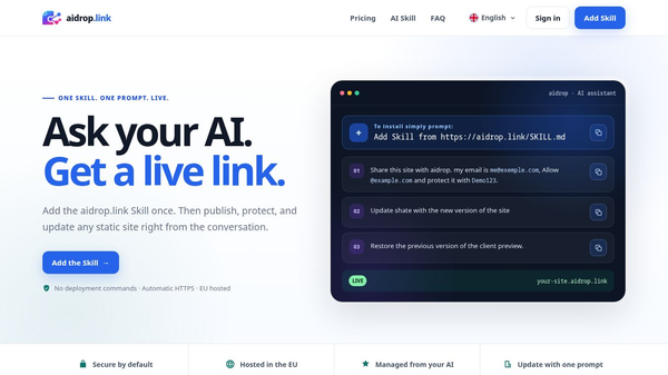 Ask your AI. Get a live link.
