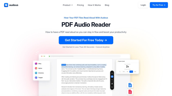 Audeus: PDF Audio Reader for Read Aloud