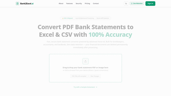Bank2Excel-ai.com - Bank PDF to Excel