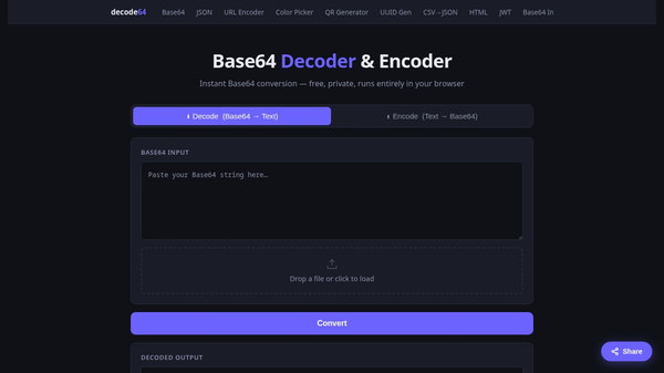 Base64 Decoder & Encoder Online — Free