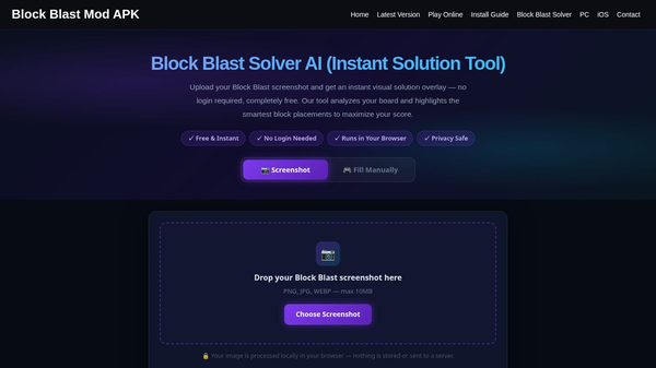 Block Blast Solver