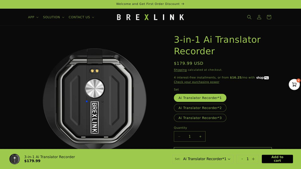 Brexlink 3-in-1 AI Translator Recorder