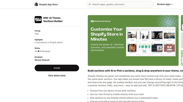 Build sections for Shopify store with AI