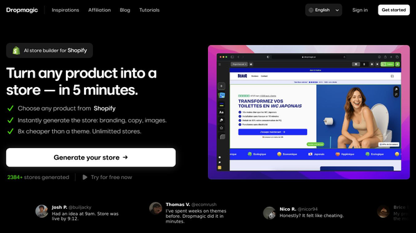 Build your ecommerce store in minutes