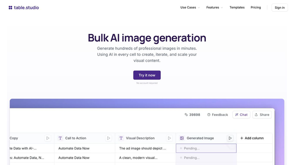 Bulk AI Image Generation by table.studio