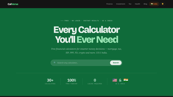 CalVerse — Free Financial Calculators