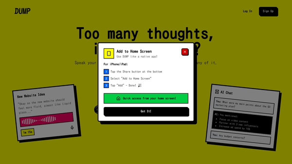 Capture your thoughts, ideas and tasks. Recall them with AI
