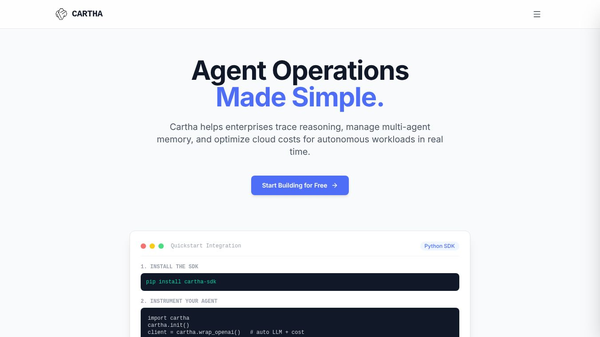 Cartha — Agent Operations Platform