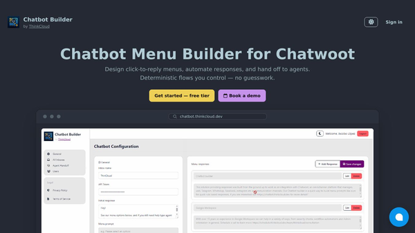 Chatbot Menu Builder for Chatwoot