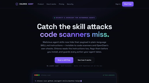 Chloros — AI agent security