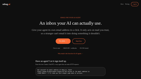 Claude: Signup for email @ mbag.ai