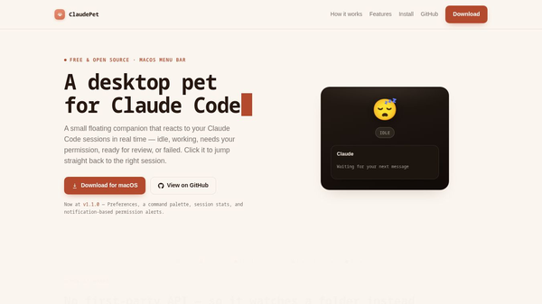 ClaudePet — a pet for Claude Code