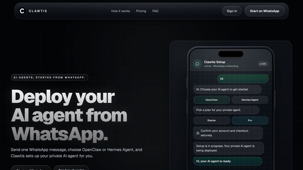 Clawtis - private AI agent from WhatsApp
