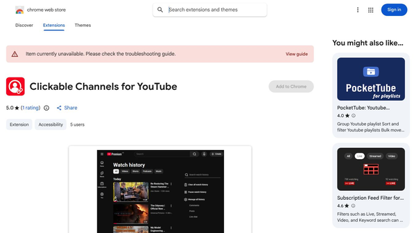 Clickable Channels for YouTube