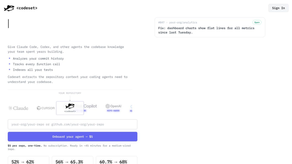 codeset — Onboard your coding agent