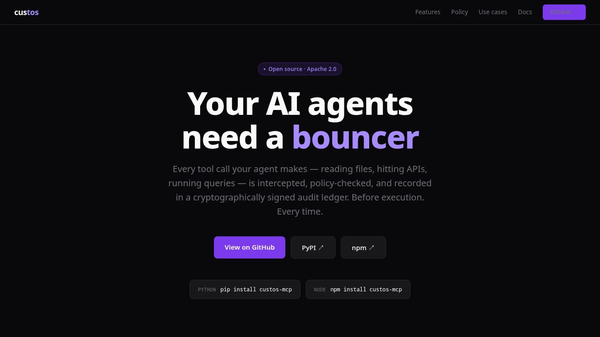 Custos — The bouncer for your AI agents