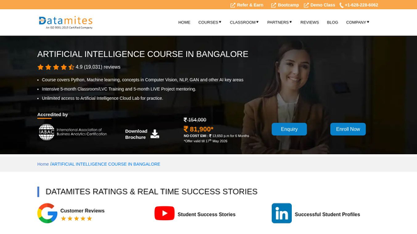 DataMites AI courses In Bangalore