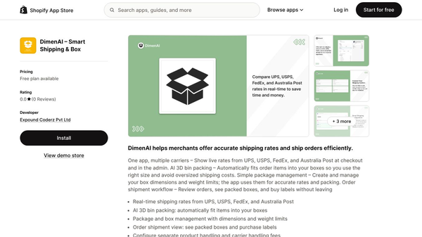 DimenAI – Smart Shipping & Box
