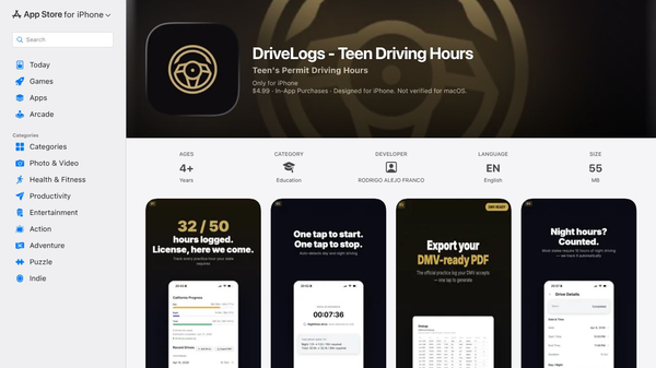 DriveLogs — Teen Driving Hours Tracker