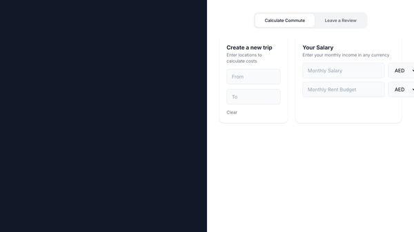 Dubai Commute Calculator
