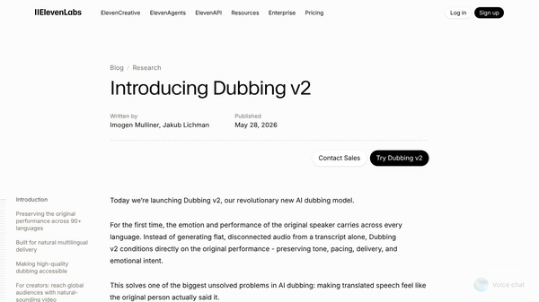 ElevenLabs Dubbing v2