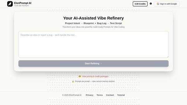 ElonPrompt AI: Your Vibe Coding Refinery