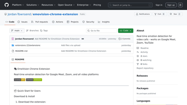 Emovision Open Source Chrome Extension