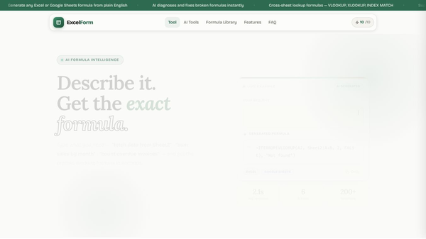 ExcelForm — AI Formula Generator