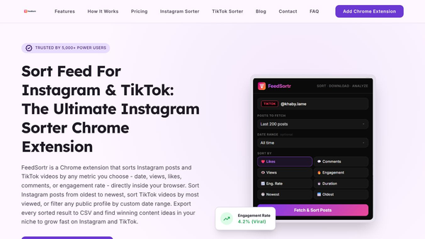 FeedSortr: Sort Instagram & TikTok feeds