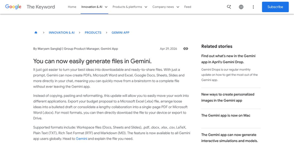 File Generation in Gemini