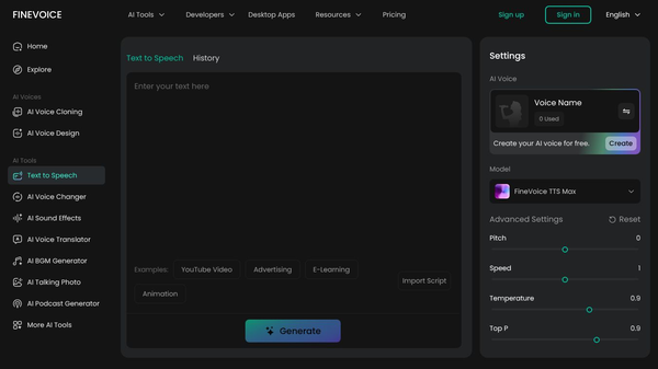 FineVoice Text to Speech
