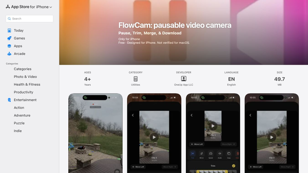 FlowCam: pauseable video camera