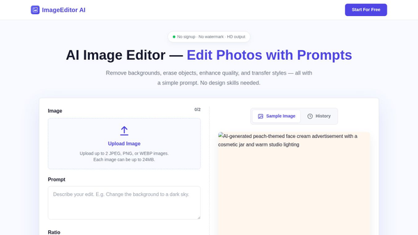 Free AI Image Editor Online -ImageEditor