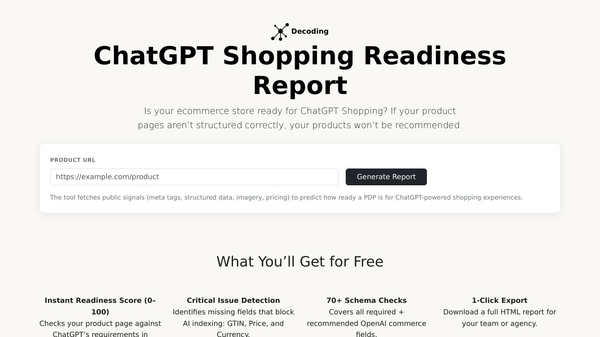 Free ChatGPT Shopping Readiness Report