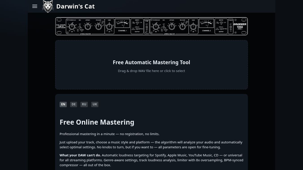 Free Online Audio Mastering Tool