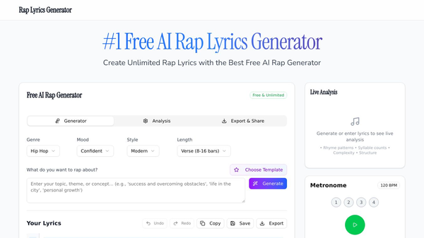 Free Professional AI Rap Generator