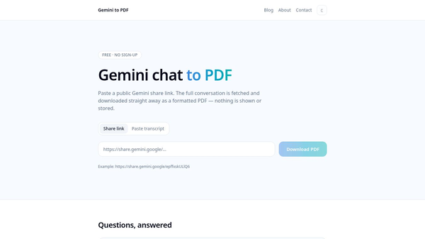 Gemini to PDF Download Gemini Chat