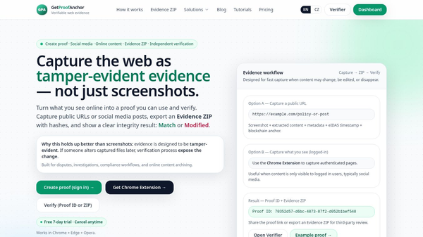 GetProofAnchor - verifiable web evidence