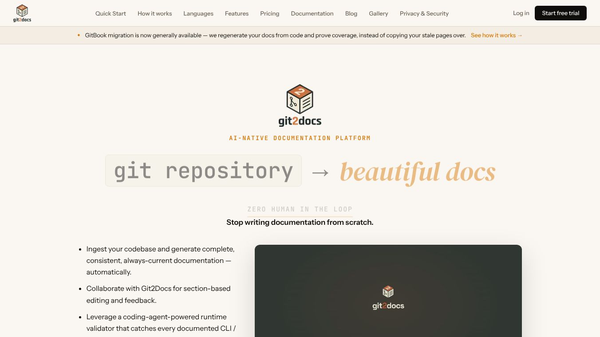 Git2Docs.com>Easily Gen Docs from Code!