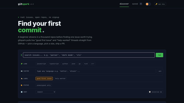 gitspark — find your first commit